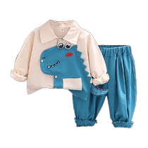 Yibeitong Boys Autumn Dinosaur Clothes Baby Spring and Autumn Shirt Set Childrens Autumn Shirt 2023 New Style