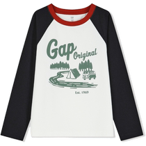Gap Boys 2024 Spring New Logo High Elastic Contrast Color Raglan Sleeve Long Sleeve T-Shirt Childrens Top 891991
