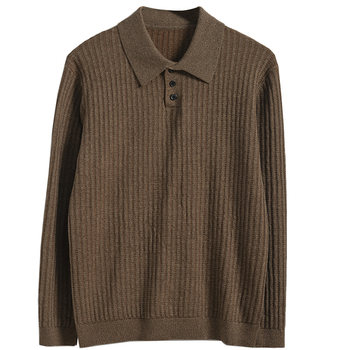 SOARIN ເສື້ອເຊີດສະໄຕລ໌ອັງກິດ Retro striped sweater men's lapel pullover casual slim sweater bottoming sweater