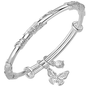 Blossoming Silver Bracelet Women's Solid Silver Bracelet 9999 Sterling Silver 520 ຂອງຂວັນວັນແຫ່ງຄວາມຮັກໃຫ້ກັບແຟນ