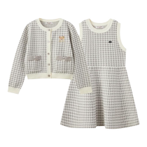 PawinPaw Cartoon Bear Childrens Clothing 2024 Autumn and Winter New Girls Xiaoxiangfeng Woolen Suit Skirt Sweet