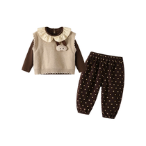 Fanhunting Girls Suit Autumn Clothes 2024 New Childrens Style Little Girl Clothes Baby Casual Three-piece Set Spring and Autumn