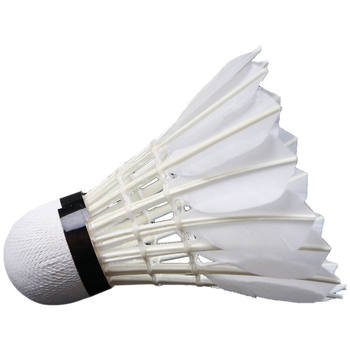 Badminton 12 pack / 6 ທົນທານສີດໍາສີຂາວການຝຶກອົບຮົມດ້ານວິຊາຊີບການແຂ່ງຂັນກິລາທົນທານ feather goose