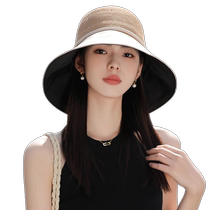 Hat womens 2024 new summer anti-UV sunshade fisherman hat travel large brim face covering versatile sun protection hat