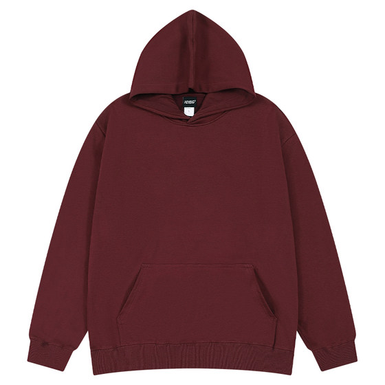 Tide brand new autumn and winter pure color plus velvet men's hooded sweater loose street students couple couple coat jacket