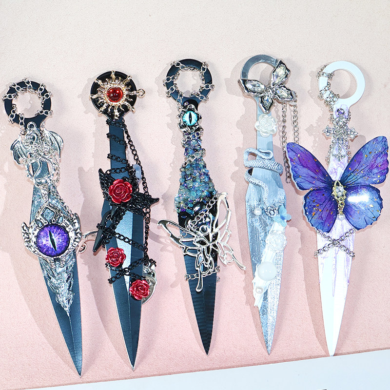 Bicai Handmade Kunai Knife Finished Products Multiple Series Styles Unboxing Tools Hanfu Decorative Pendants Desktop Ornaments