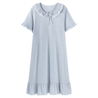 Anjiren summer short-sleeved thin nightgown pure cotton