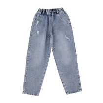 Girl Jeans Spring Autumn Style Children Pants 2024 New Ocean Gas Casual Internet Red Fried Street Great Boy Spring Long Pants