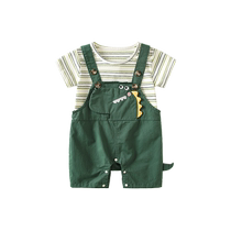 Boys overalls suit summer clothes 2024 new style childrens fashionable baby clothes baby two-piece summer set