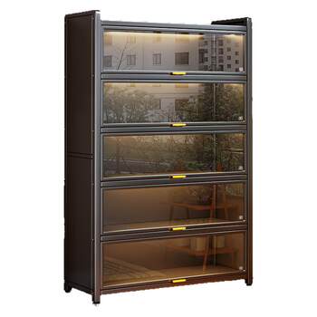 Steel dustproof bookshelf glass door multi-layer floor-standing baby cabinet