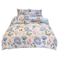 Four-Piece Set of Pure Cotton Quilt Cover, Suitable for All Seasons, Children's Cartoon Student Dormitory Fitted Sheet Style Bed Sheet Three-Piece Set