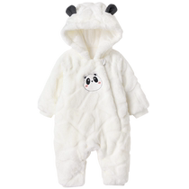 Yings baby clothes winter baby super cute flannel jumpsuit autumn and winter boys and girls go out warm clothes