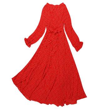 Red dress with elegant temperament, slim and romantic and elegant