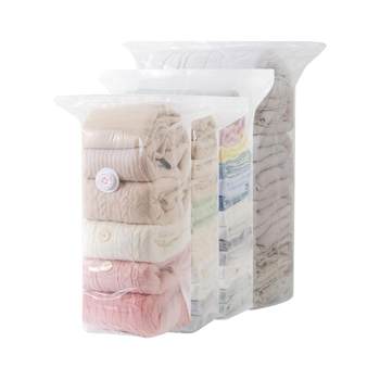 Three-dimensional compression bag with no pumping and easy exhaust seal protection