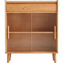 Lins Home Nordic solid wood sideboard against the wall integrated small apartment log-style oak storage cabinet Lins Wood Industry