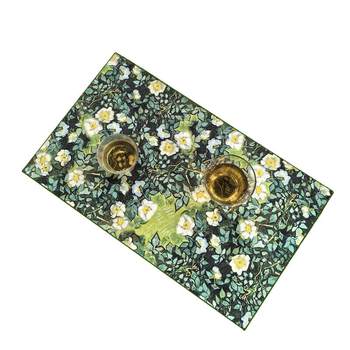 Inspired cotton and linen thickened retro print small tea mat fabric table floral tea mat oil painting ethnic style water-absorbing tea cloth Inspired cotton and linen thickened retro print small tea mat fabric table floral tea mat oil painting ethnic style water-absorbing tea cloth