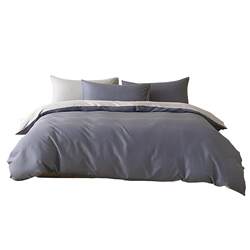 Mercury Home Textiles 100% Pure Cotton Four-Piece Set, Class a Student Plain Simple Fitted Sheet, Single/Double Bed Sheet and Duvet Cover Set