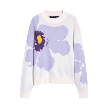 Desigual25 new autumn and winter jacquard three-dimensional contrast embroidered women's sweater