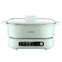 Supor Ultra-Thin Quick-Boil Electric Hot Pot for Home Use, Multifunctional Frying and Stir-Frying Electric Pot with Separate Control, Non-Stick Detachable Dual Pot