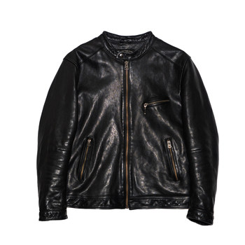 Uncle te's vintage washed distressed cowhide men's leather jacket