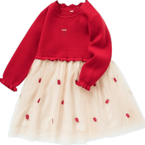 Balabala girls skirt childrens dress fashionable baby childrens mesh lace princess dress