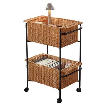 Storage rack snack storage rack trolley floor-standing living room sofa side moving push and pull bathroom bathroom storage basket