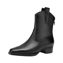 Qianbaidu Maillard style fashion boots versatile winter new style genuine leather casual stylish small short boots low heel womens shoes