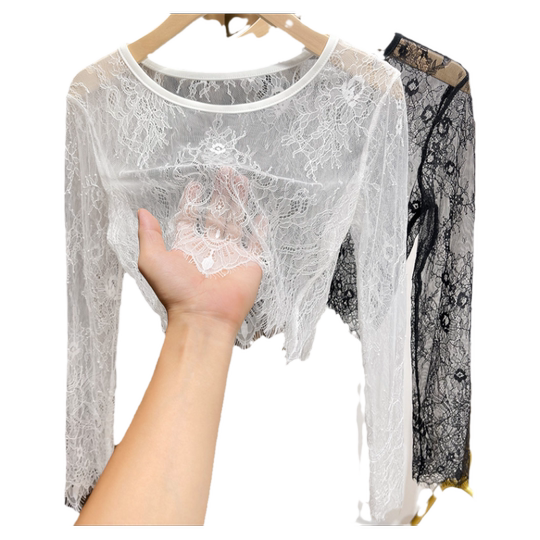 Короткий кружевной топ Hollow Wenxian