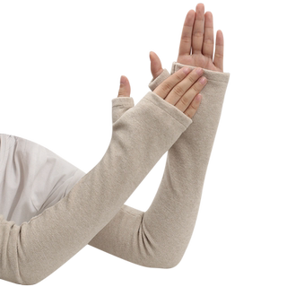 Men's and women's cotton warm sleeves and velvet thickened half finger gloves