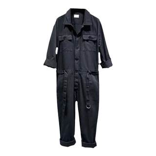 夏季炸街机能风连体衣工装衬衫男生潮流宽松休闲短裤帅气两件套装