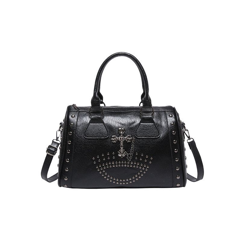 Autumn/Winter New European and American Style Punk Studded Boston Bag Women's Cross-border Handbag Shoulder Bag Crossbody Bag