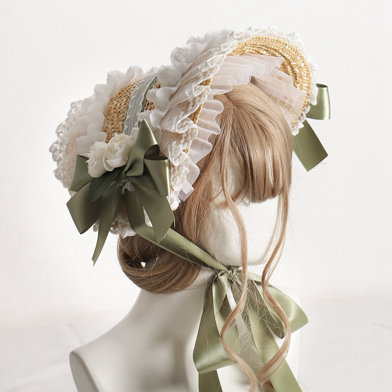 Handmade Lolita Hats by Bonette Multicolor Collection BNT Original Design Pastoral Style Lolita Straw Hats for Women Summer