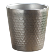 Japanese style four seasons old 304 stainless steel cup double-layer hammered cup beer cup outdoor water cup restaurant cup home