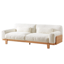 Original element solid wood sofa cream style small apartment living room three-seat straight cat scratch fabric sofa L706B