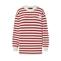 MOCO sheep wool blend MC Zhangzi loose striped red sweater design contrasting top