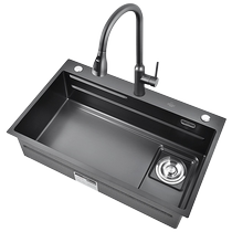 Submarine black titanium nano sink 304 stainless steel handmade sink kitchen sink basin household gun gray large single sink