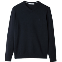 HLA Hailan House casual long-sleeved sweater 2024 autumn new sweetheart collar pullover slim sweater for men