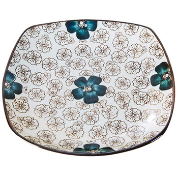 Japanese-style underglaze ceramic square breakfast plate stir-frying plate