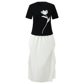 Gloria suit skirt ຂອງແມ່ຍິງ 2024 ລະດູຮ້ອນໃຫມ່ knitted ເສື້ອທີເຊີດສັ້ນສີຂາວ skirt ສອງສິ້ນ 1C5RAB020