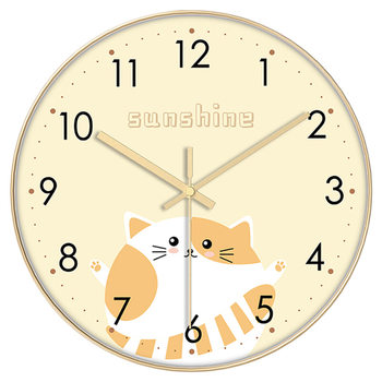 Cartoon cute wall clock mute cat panda creative home children's room living room bedroom clock wall hanging punch-free table