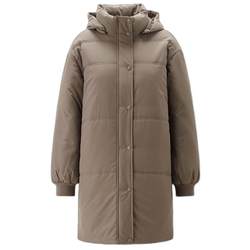 Giordano cotton jacket women's new solid color removable hood jacket long loose warm cotton jacket women 05373733