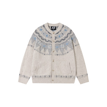 Fornines wool fair island round neck knitted cardigan men couple outfit autumn retro sweater jacket women Fornines wool fair island round neck knitted cardigan men couple outfit autumn retro sweater jacket women