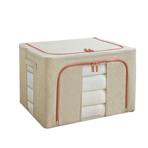 Wardrobe organization artifact cotton and linen fabric foldable steel frame storage box clothes quilt storage box miscellaneous storage box
