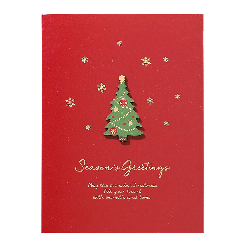 Christmas greeting card high-end creative wood carving small card