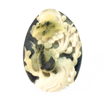 Dushan jade ladies peony flower pendant men's jade pendant