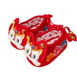 Guofeng Baby Learn Sneeper Tiger Head Shoes Baby Soft -bottomed Shoes Big Red Festive Embroidery Handmade Soft Bottom Lion Tiger Dragon