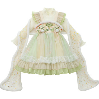 女童公主裙冬装2025新款洋气儿童国风汉服裙小女孩毛衣网纱连衣裙