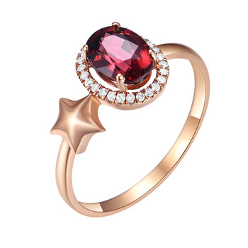 Natural colored gemstone 18k gold and diamond ring