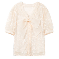 miss COCOON Comfortable Big Bow Lace Suit Summer Wrinkle Design Suit