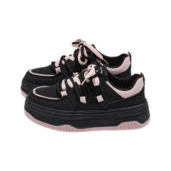 Global niche original thick-soled black pink board shoes